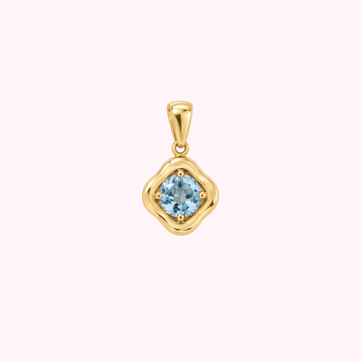 14K Solid Gold Natural Aquamarine Stone Set