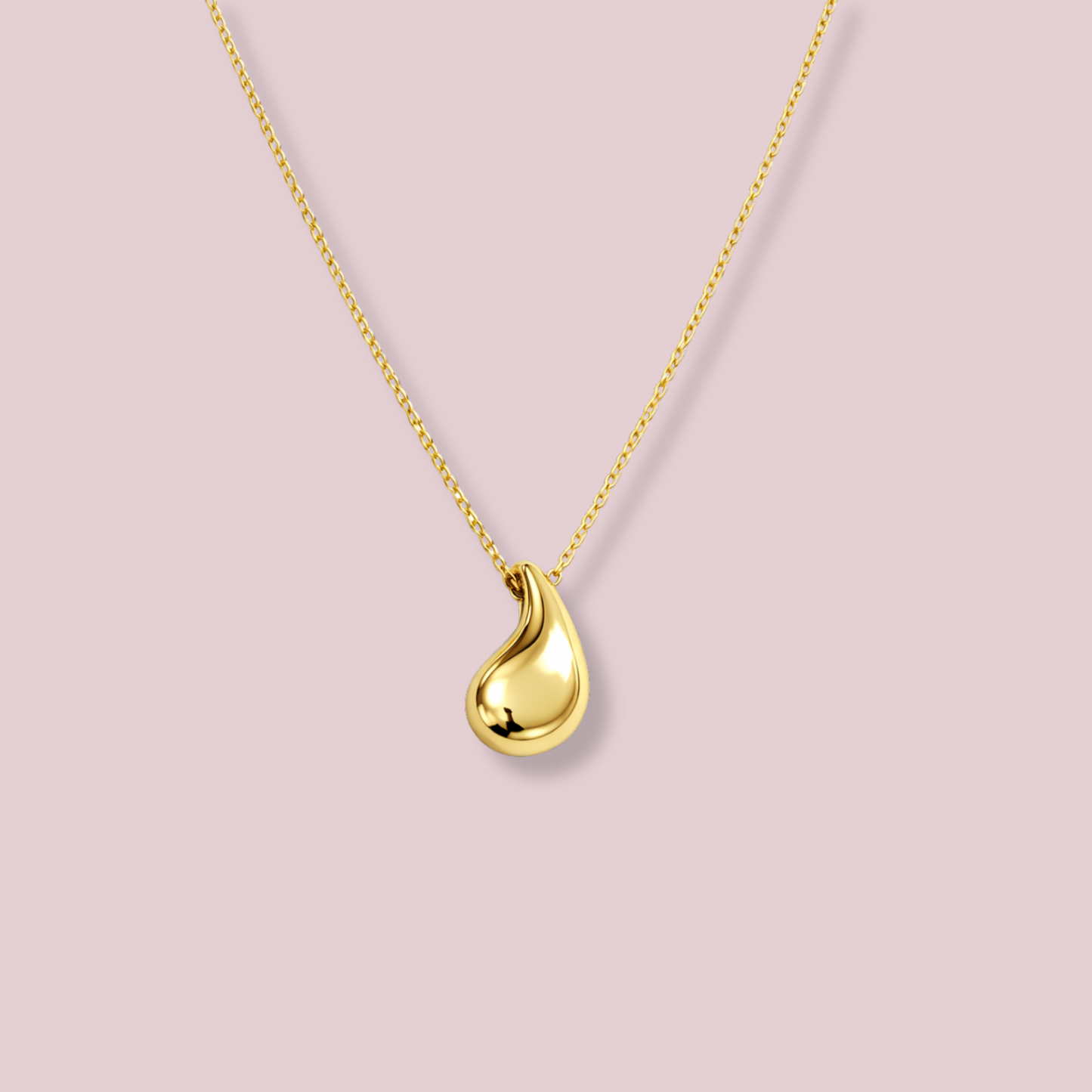 10K Solid Gold Tear Drop Necklace.