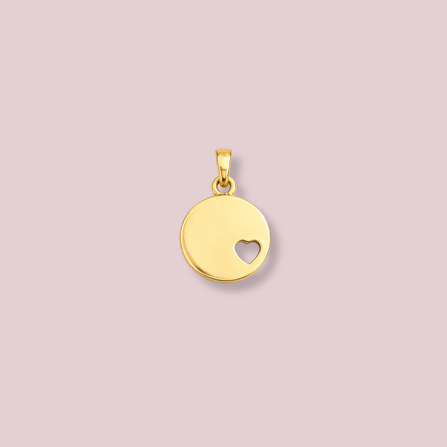 10K Solid Gold Circle Tag Pendant