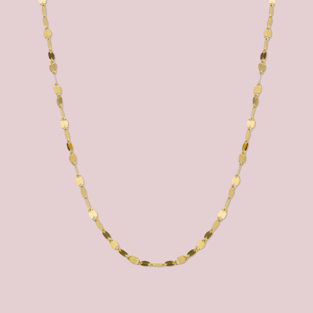 14K Solid Gold Mirror Chain