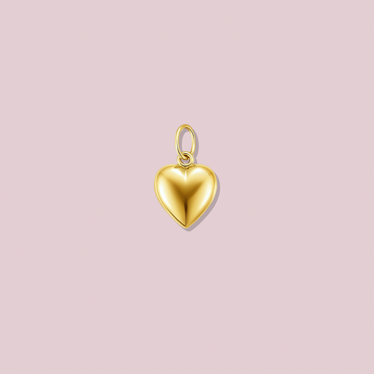 14K Solid Gold Mini Puff Heart Pendant