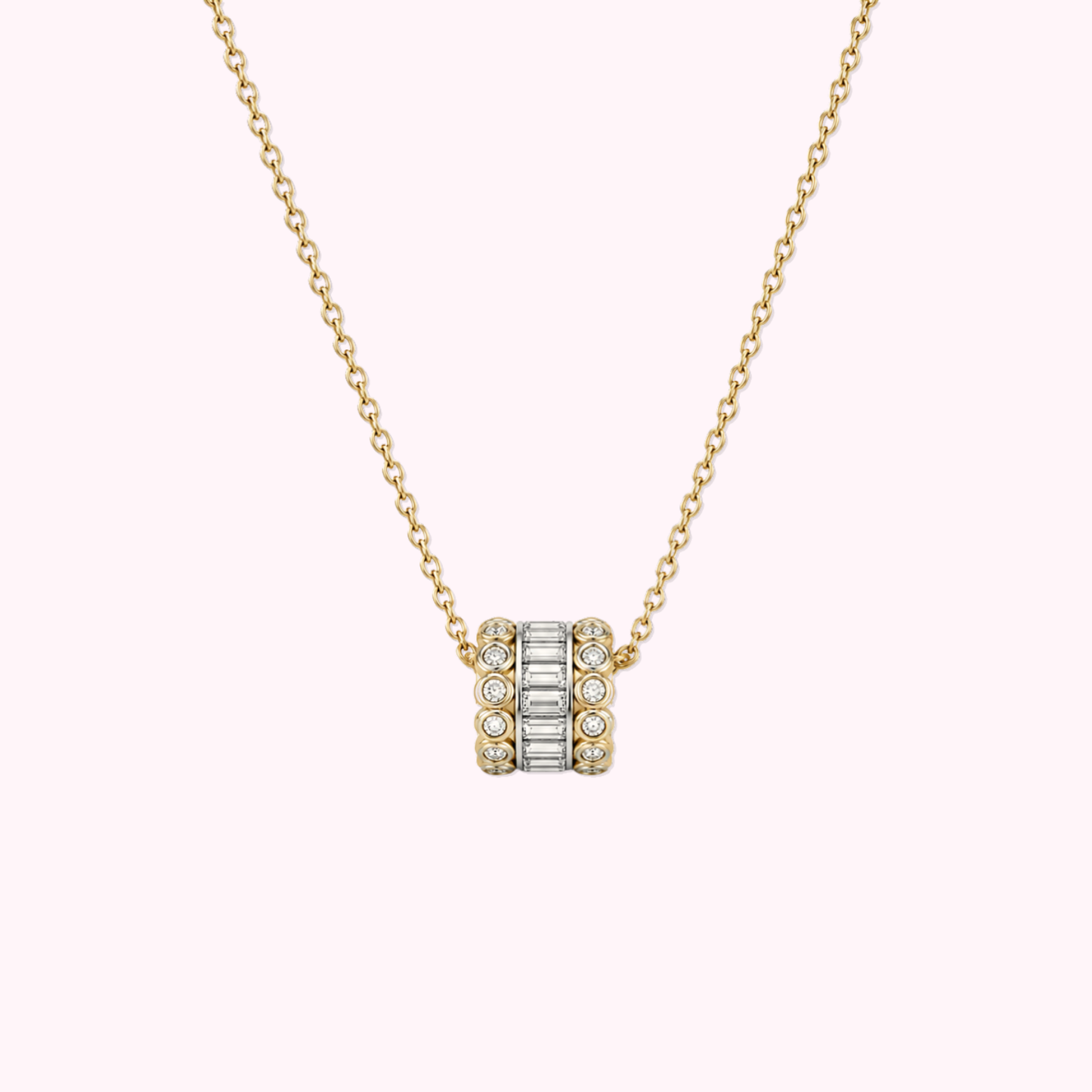 14K Solid Gold Two Tone Necklace