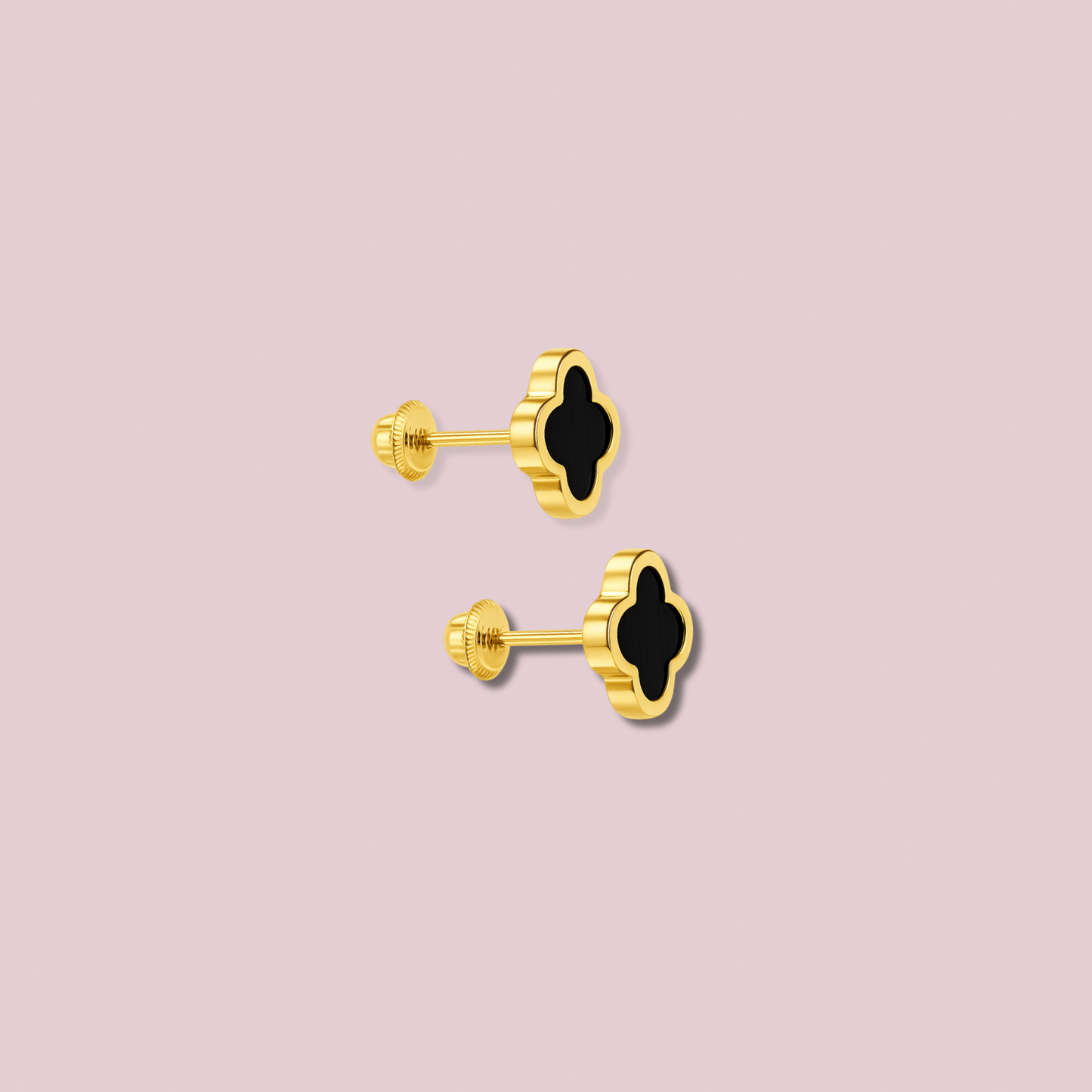 14K Solid Gold Onix Earrings