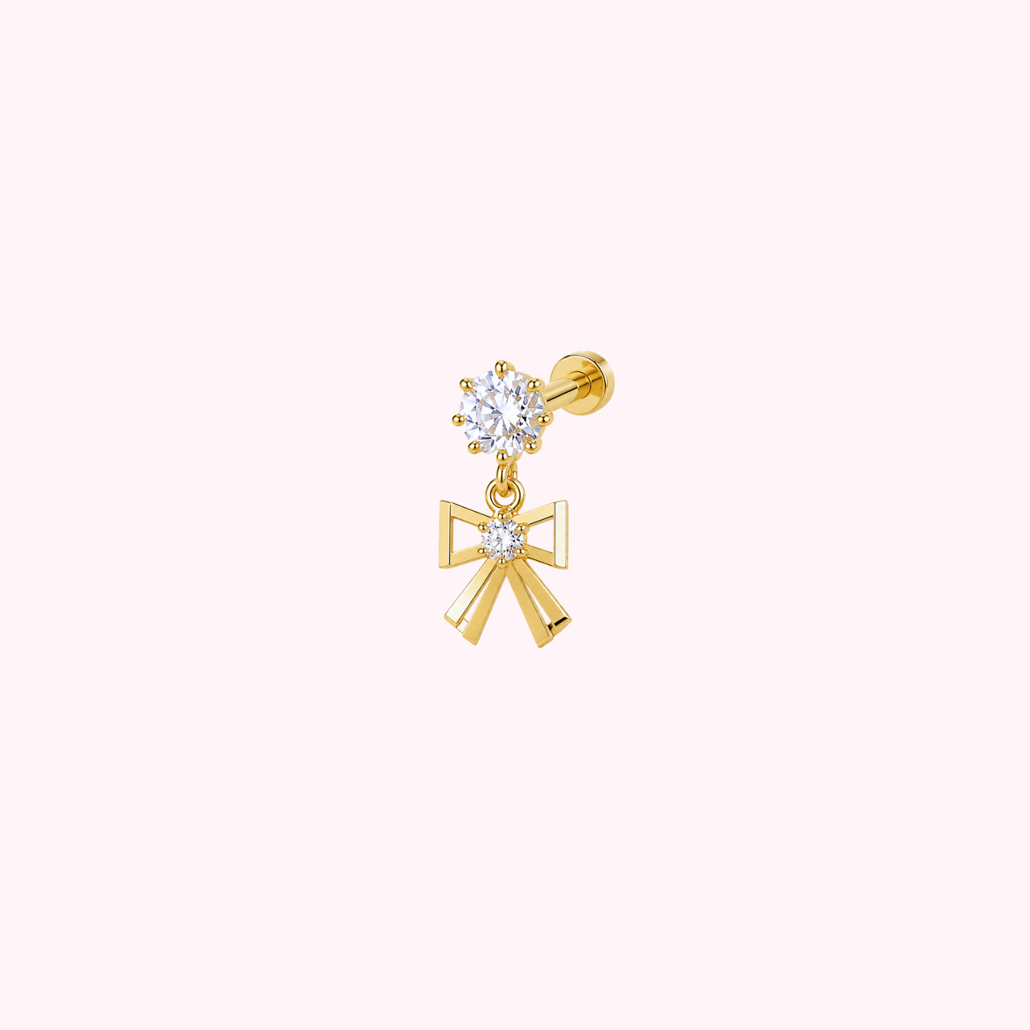 14K Solid Gold Bow Cartilage Piercing
