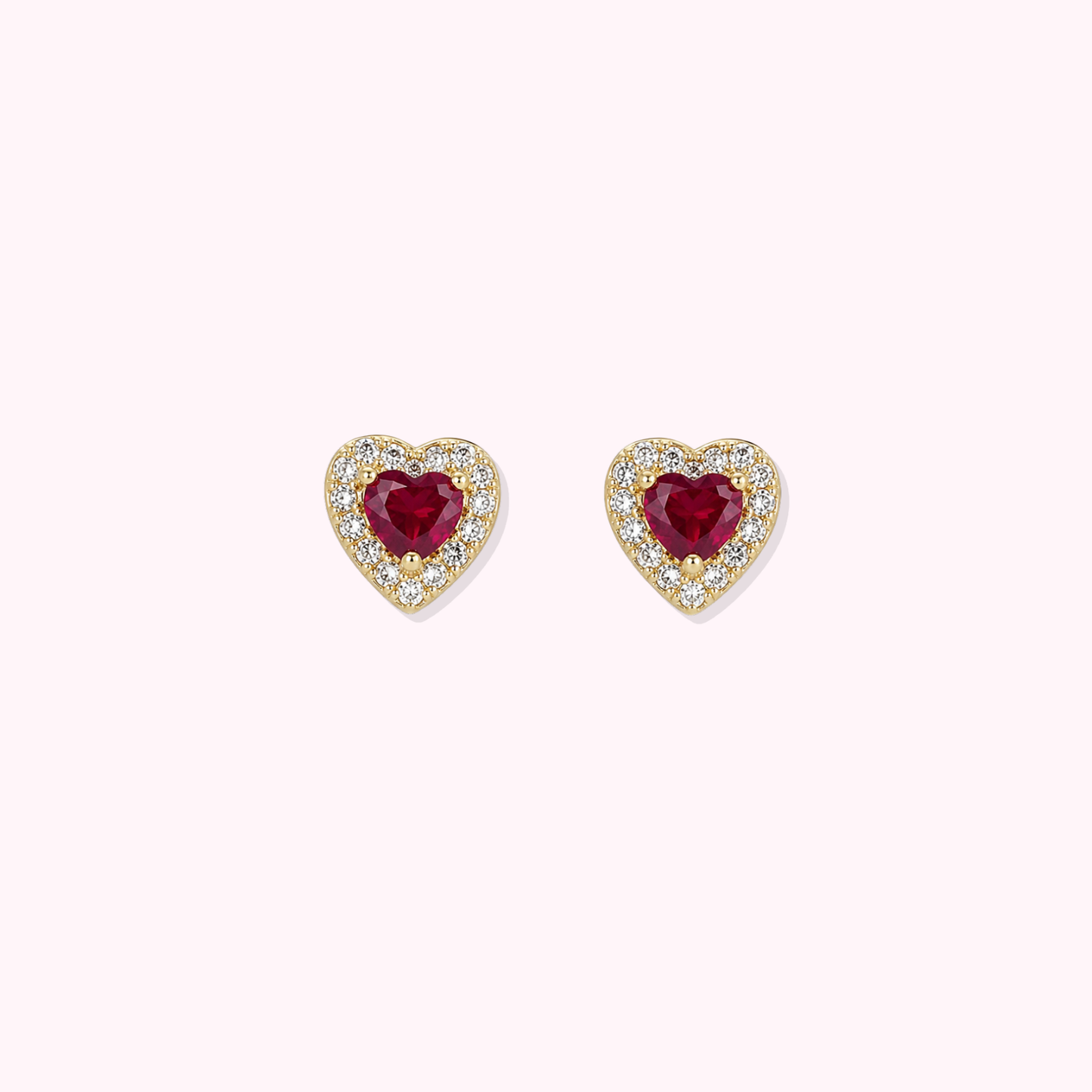 14K Solid Gold Naturals Diamonds And Ruby Stone Earrings