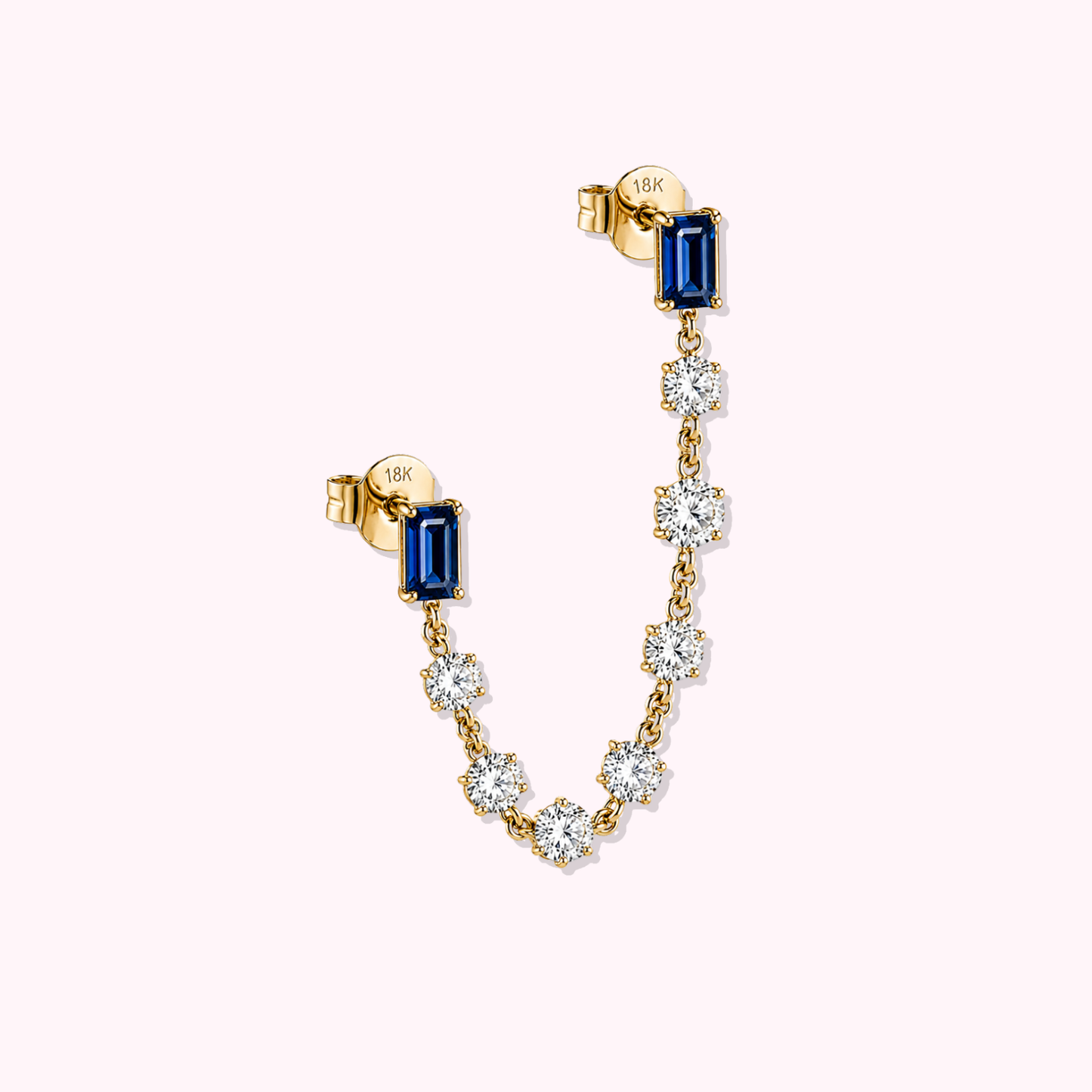 18K Solid Gold Lab Grow Diamond Double Earrings