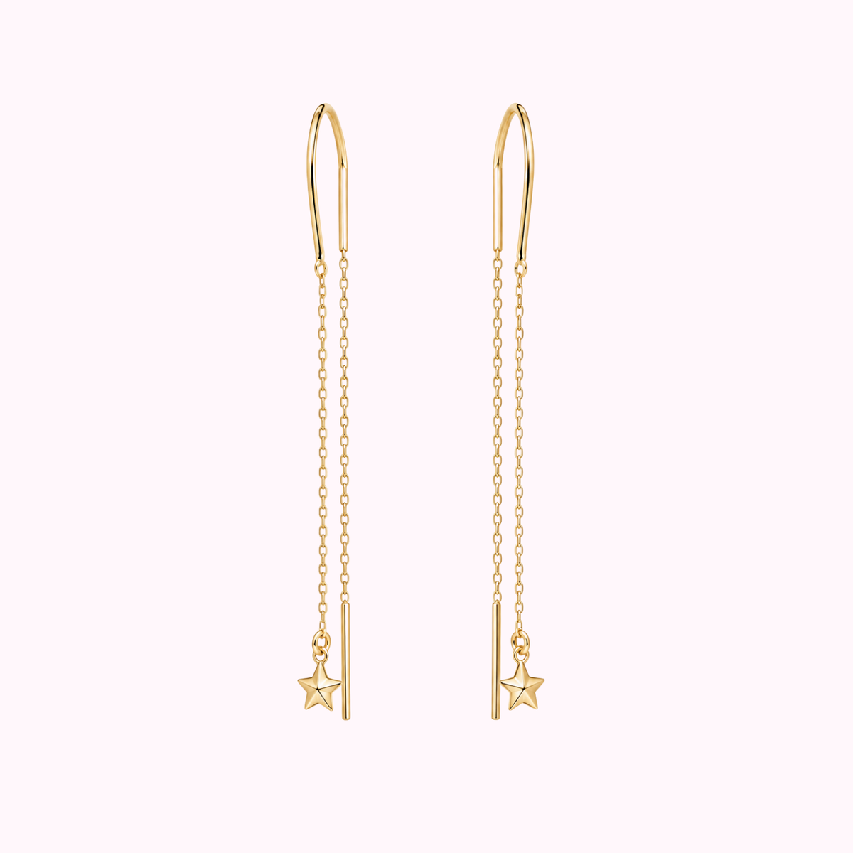 14K Solid Gold Star Voladores Earrings