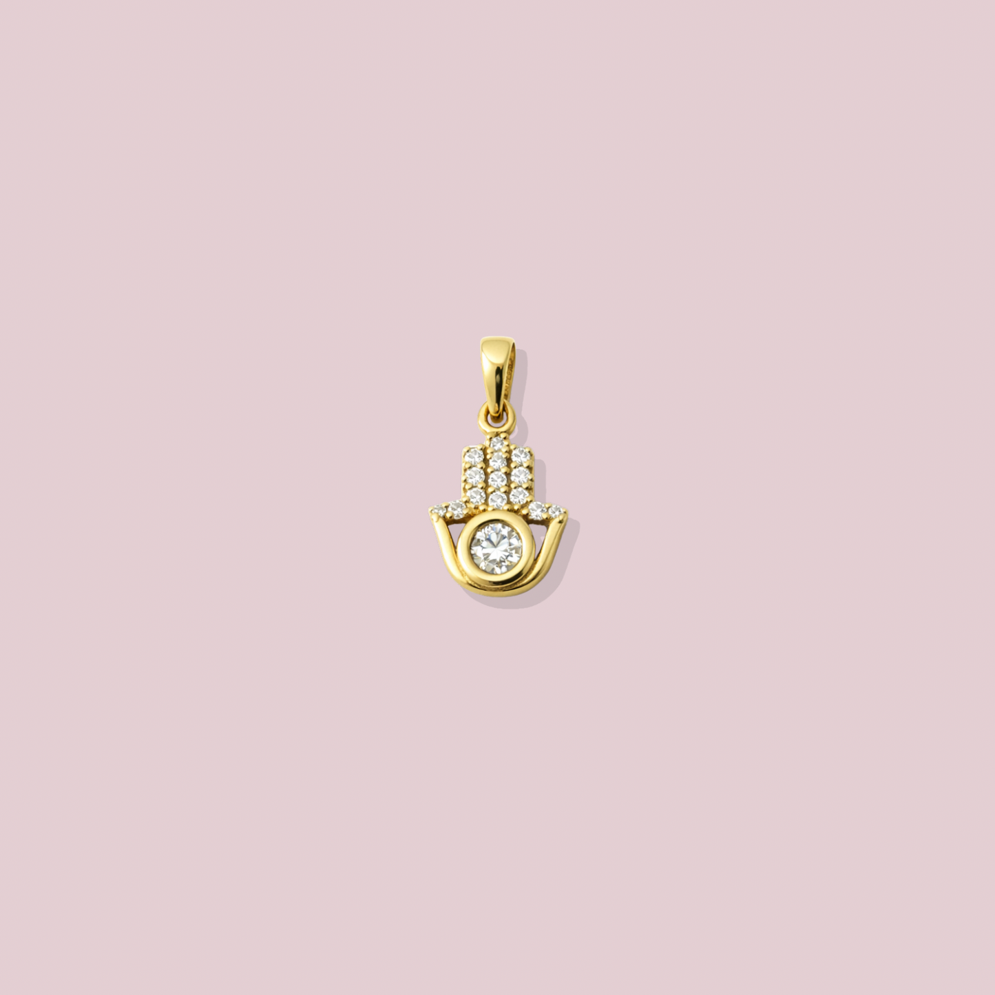 14K Solid Gold Mano de Fatima Charm