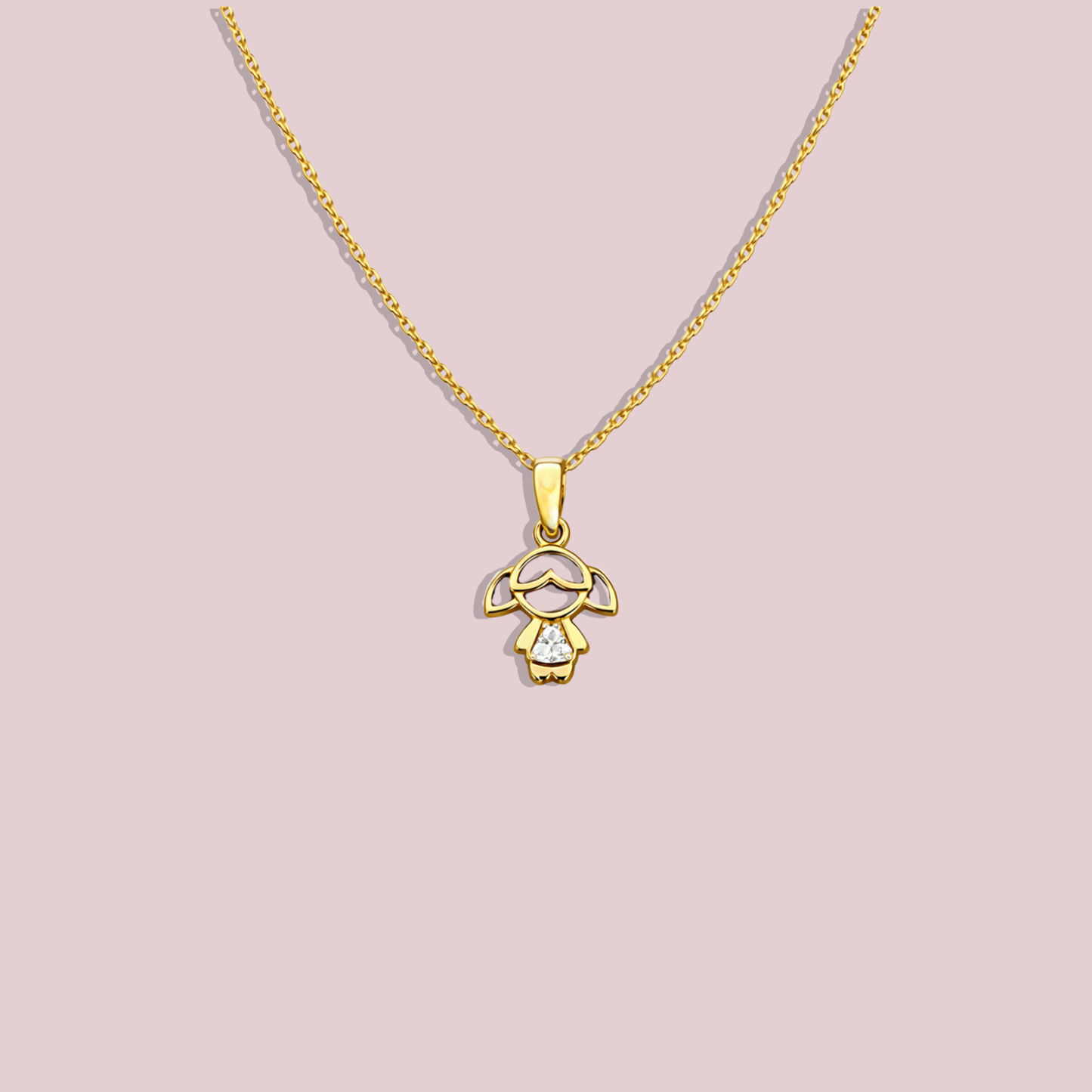 14K Solid Gold Girl Necklace