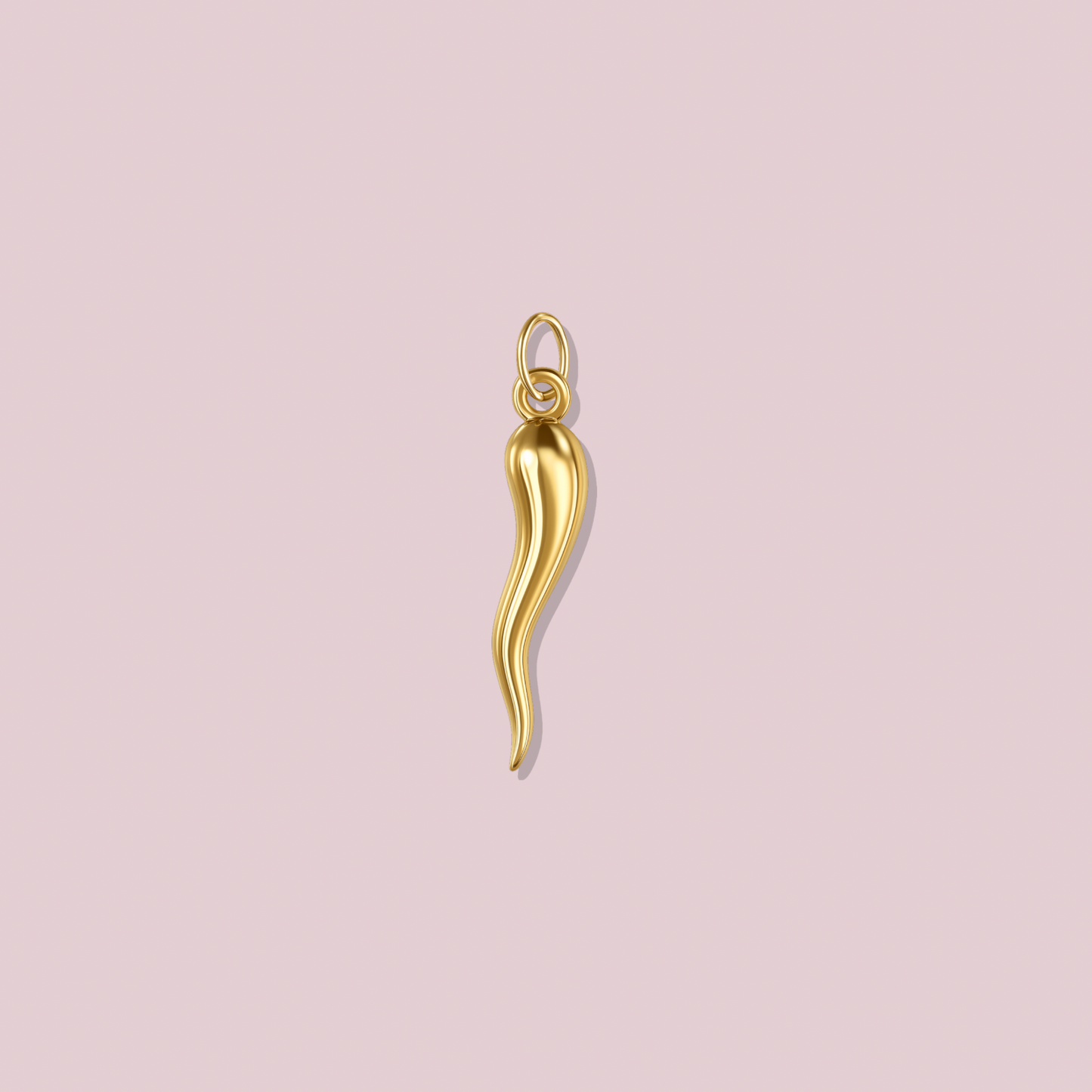 14K Solid Gold Cuernito Italiano Pendant