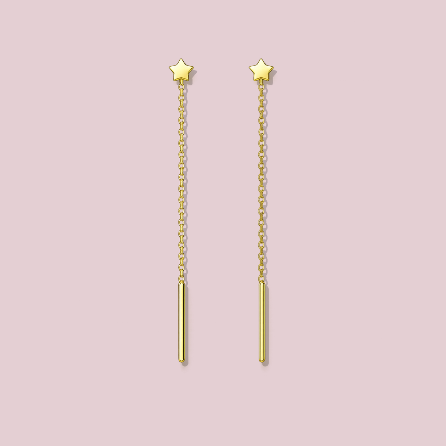 14K Solid Gold Star Voladores Earrings.