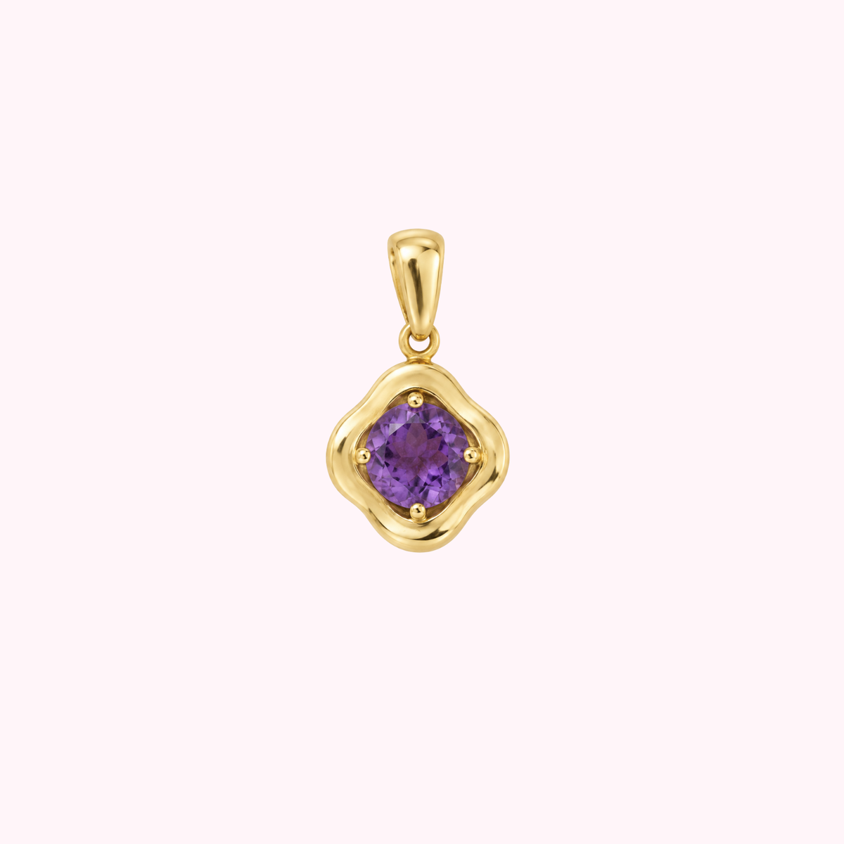 14K Solid Gold Natural Amethyst Stone Set