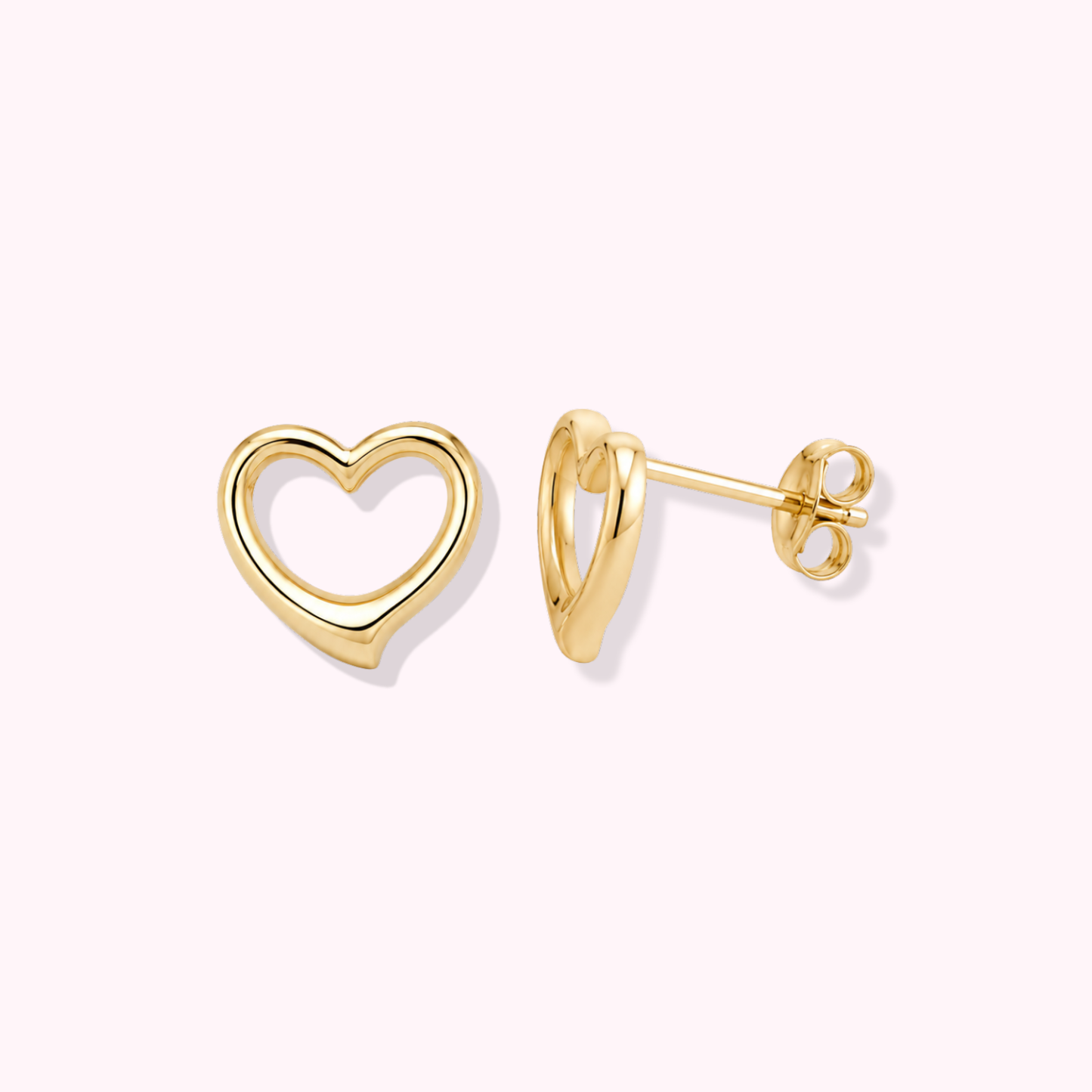 14K Open Heart Earrings