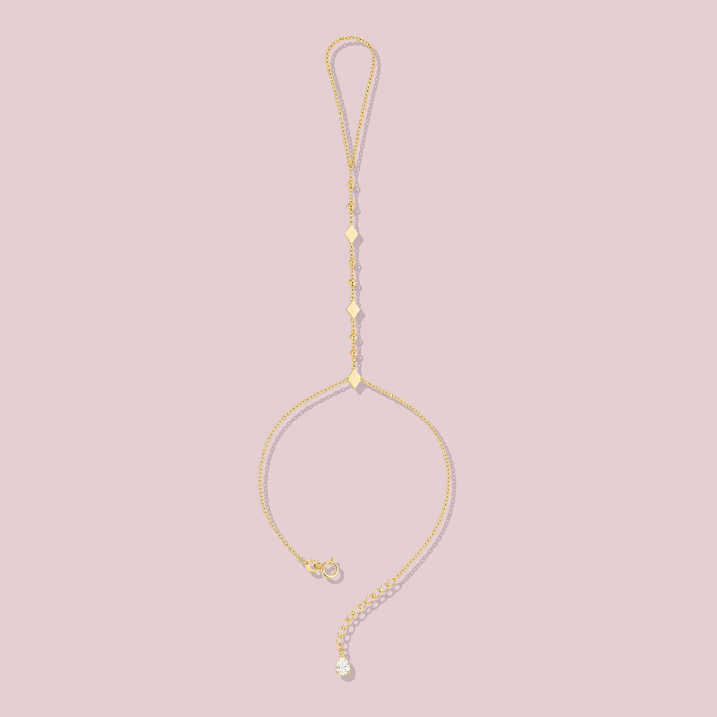 14K Solid Gold Hand Chain Ball Diamond Cut.