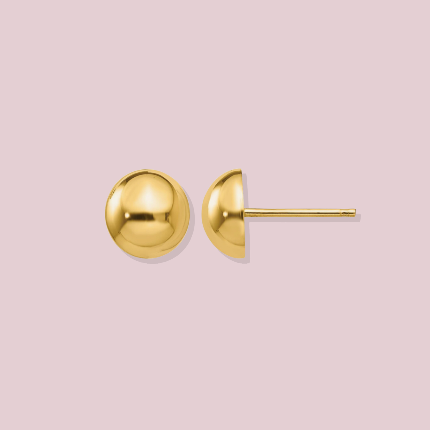 14K Solid Gold Half Ball Earrings
