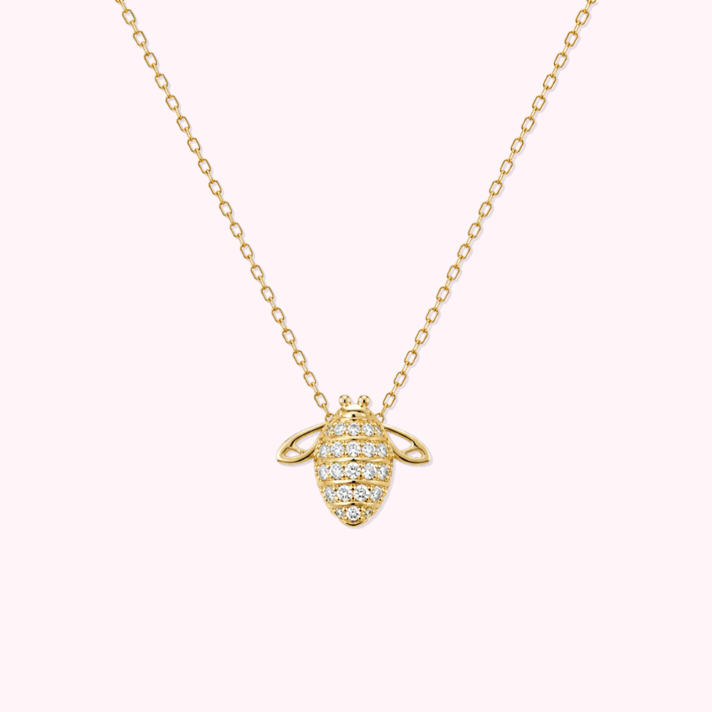 14K Solid Gold Bee Necklace