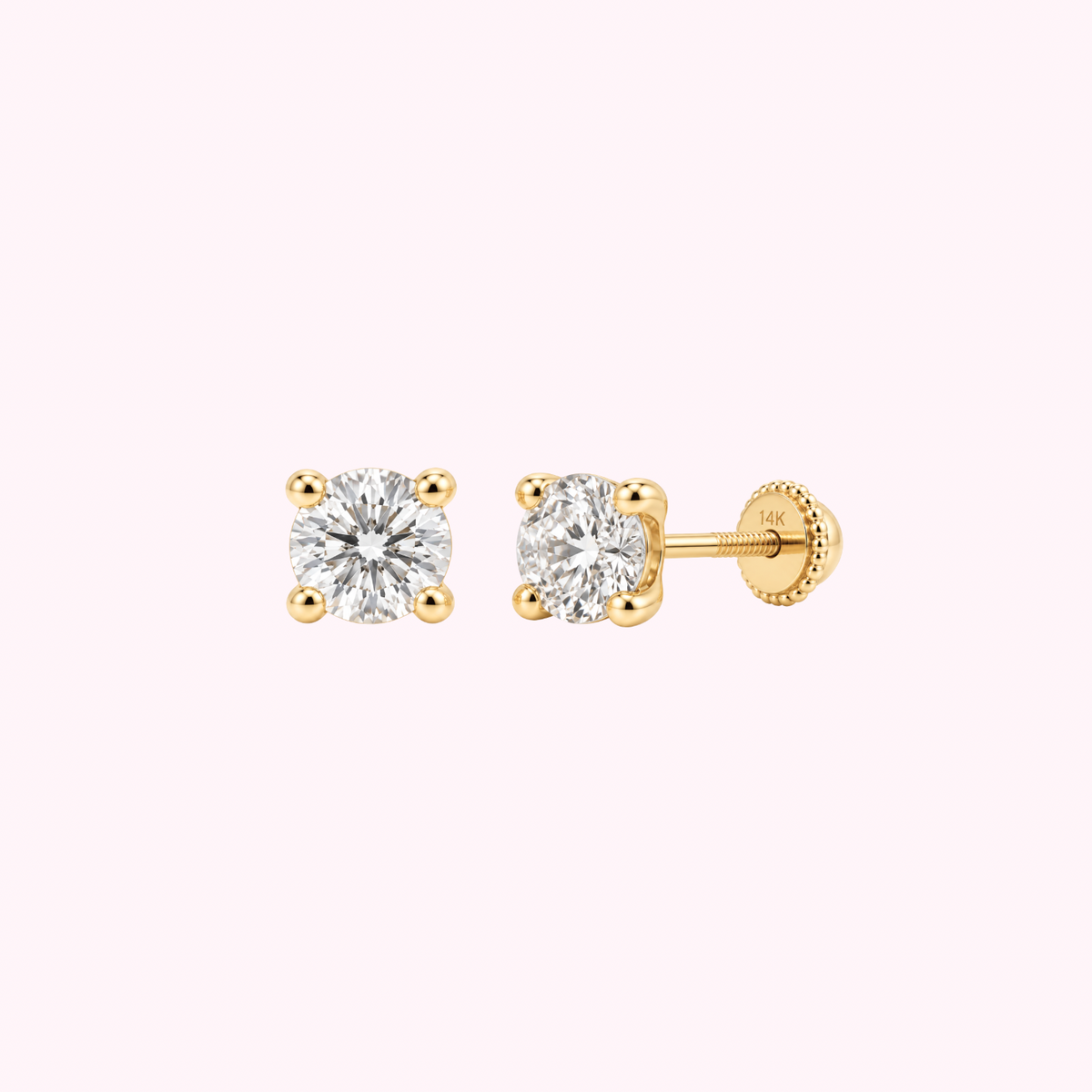14K Solid Gold Lab-Grown Diamond Stud Earrings (Copy)