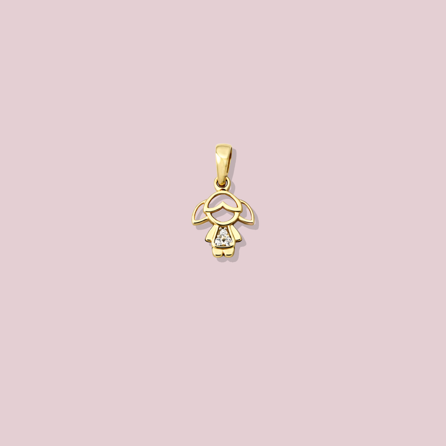 14K Solid Gold Girl Charm