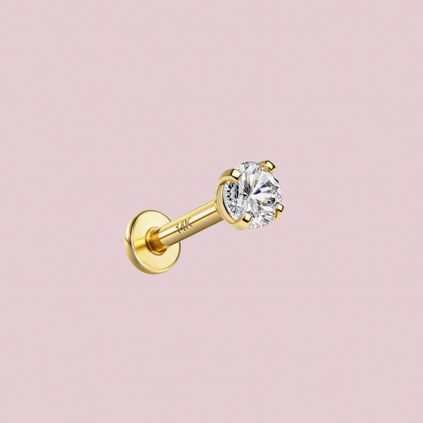 14K Solid Gold Zirconia Cartilage Piercing.
