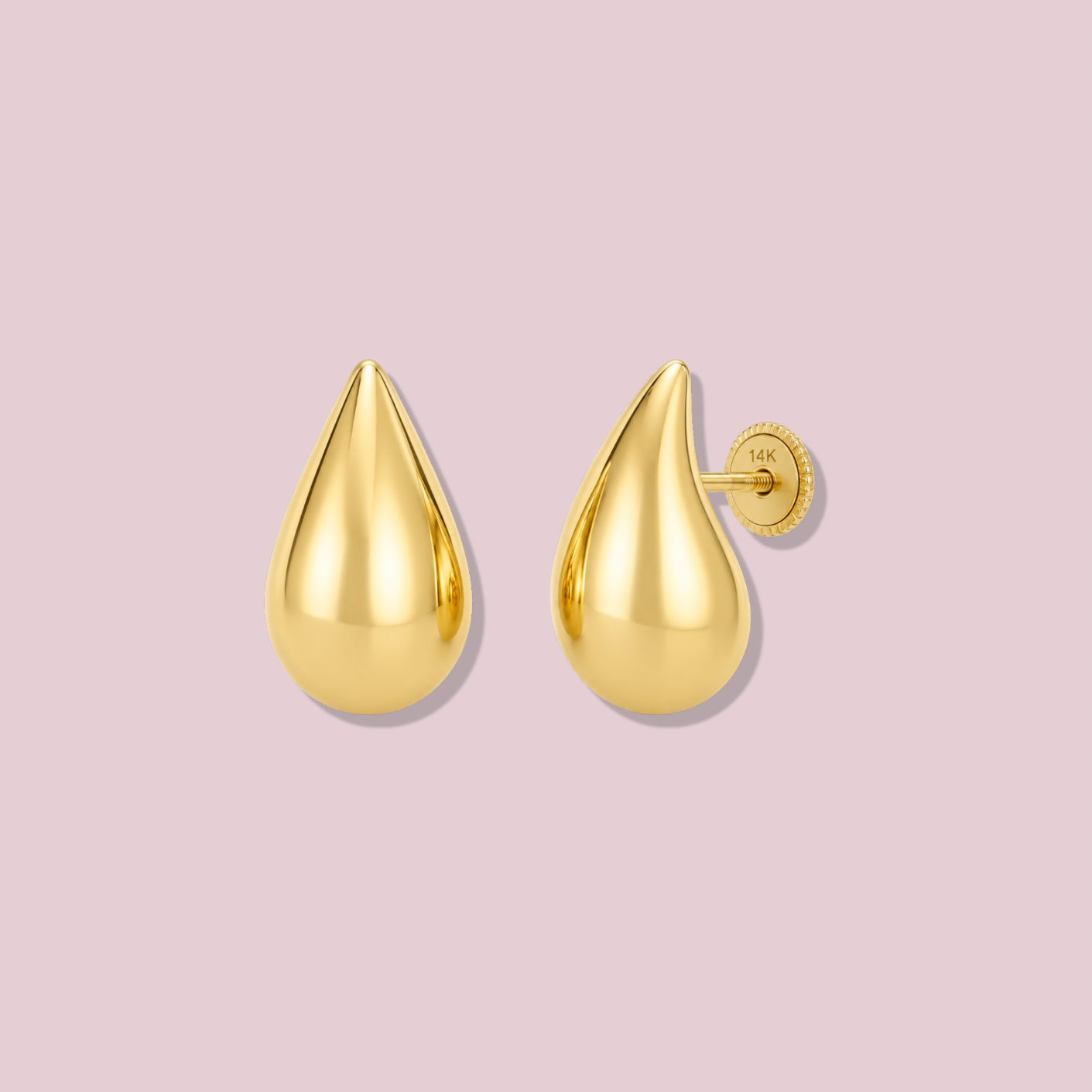 14K Solid Gold Teardrop Earrings