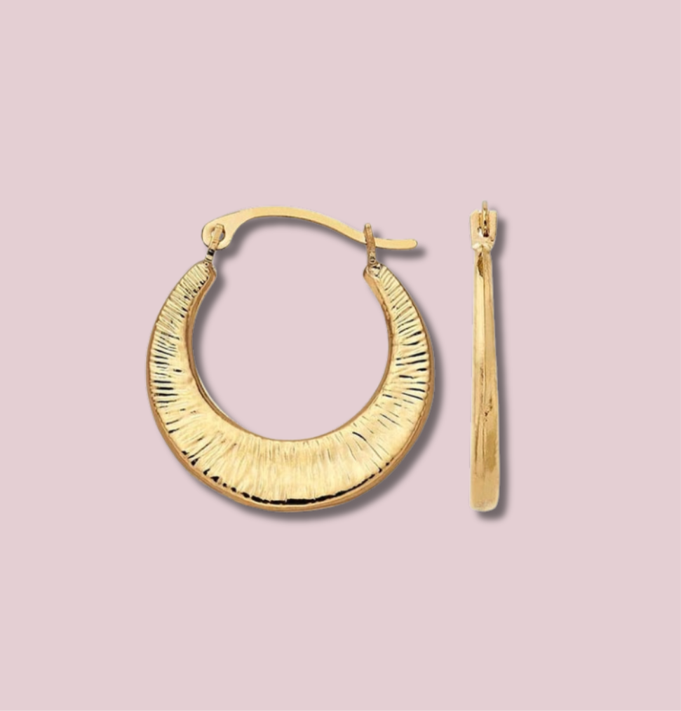 14k Solid Gold Lace hoop earring