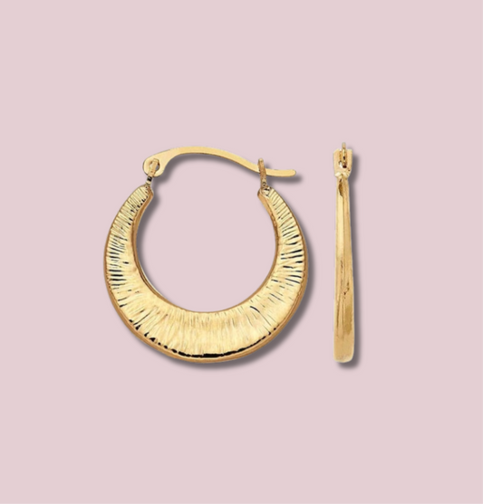 14k Solid Gold Lace hoop earring