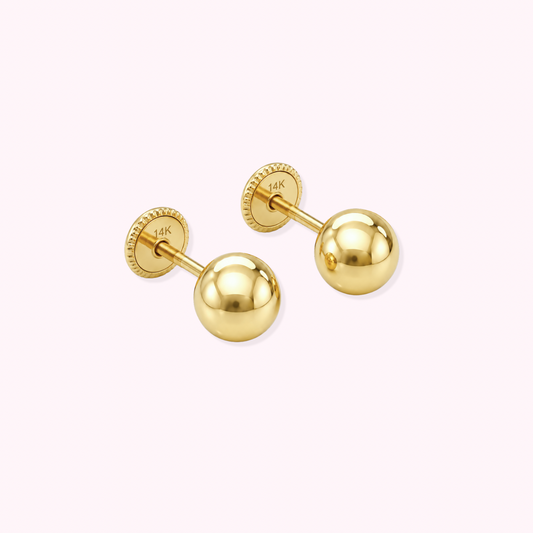 14K Solid Gold 8mm Ball earrings.