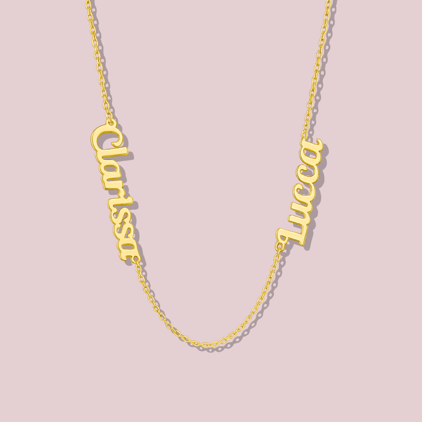 14k Solid Gold Two Names Necklace.