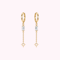 14K Solid Hold CZ Chain Hoop Earrings
