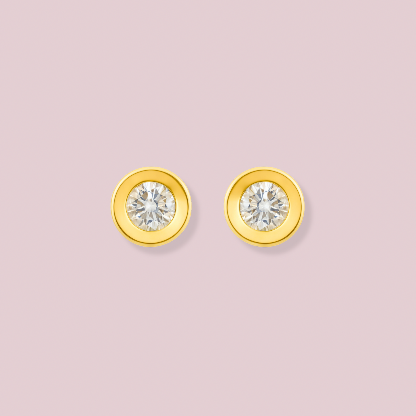 14K Solid Gold CZ Bezel Earrings