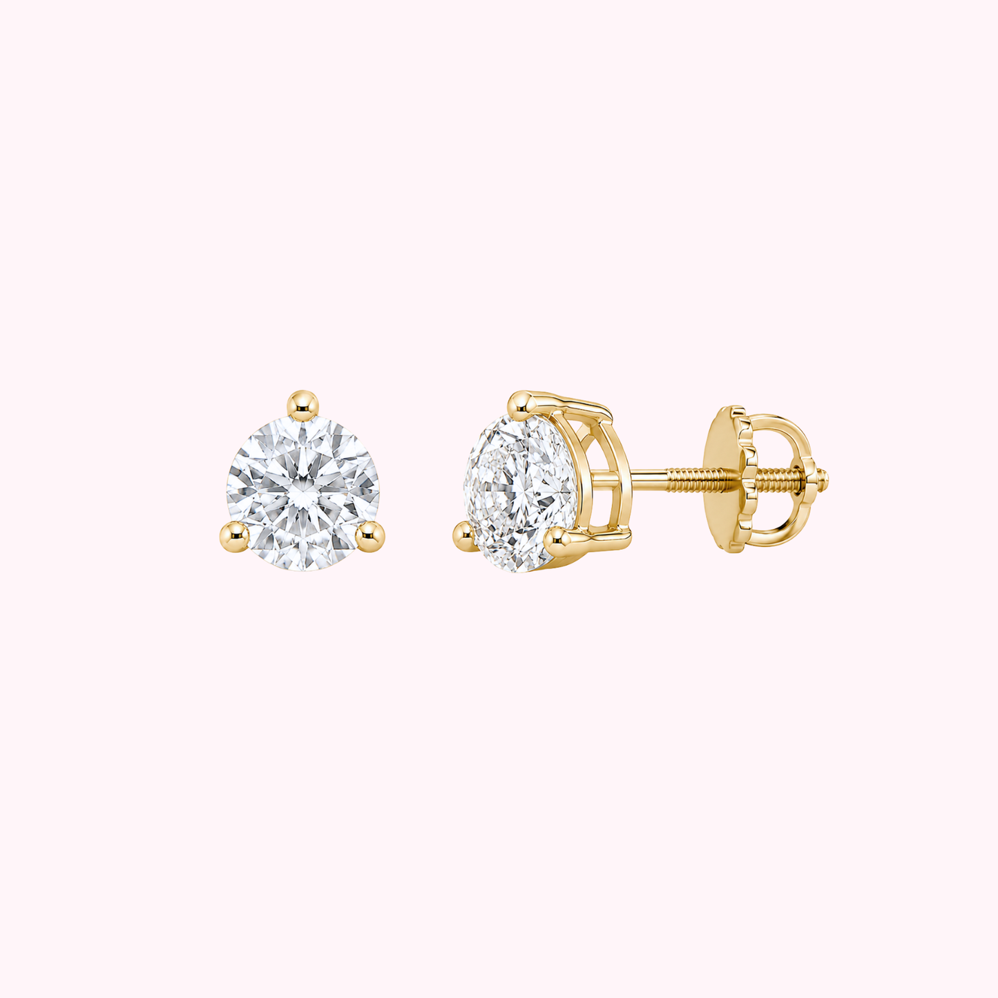 14K Solid Gold Lab Grown Diamond Earrings.