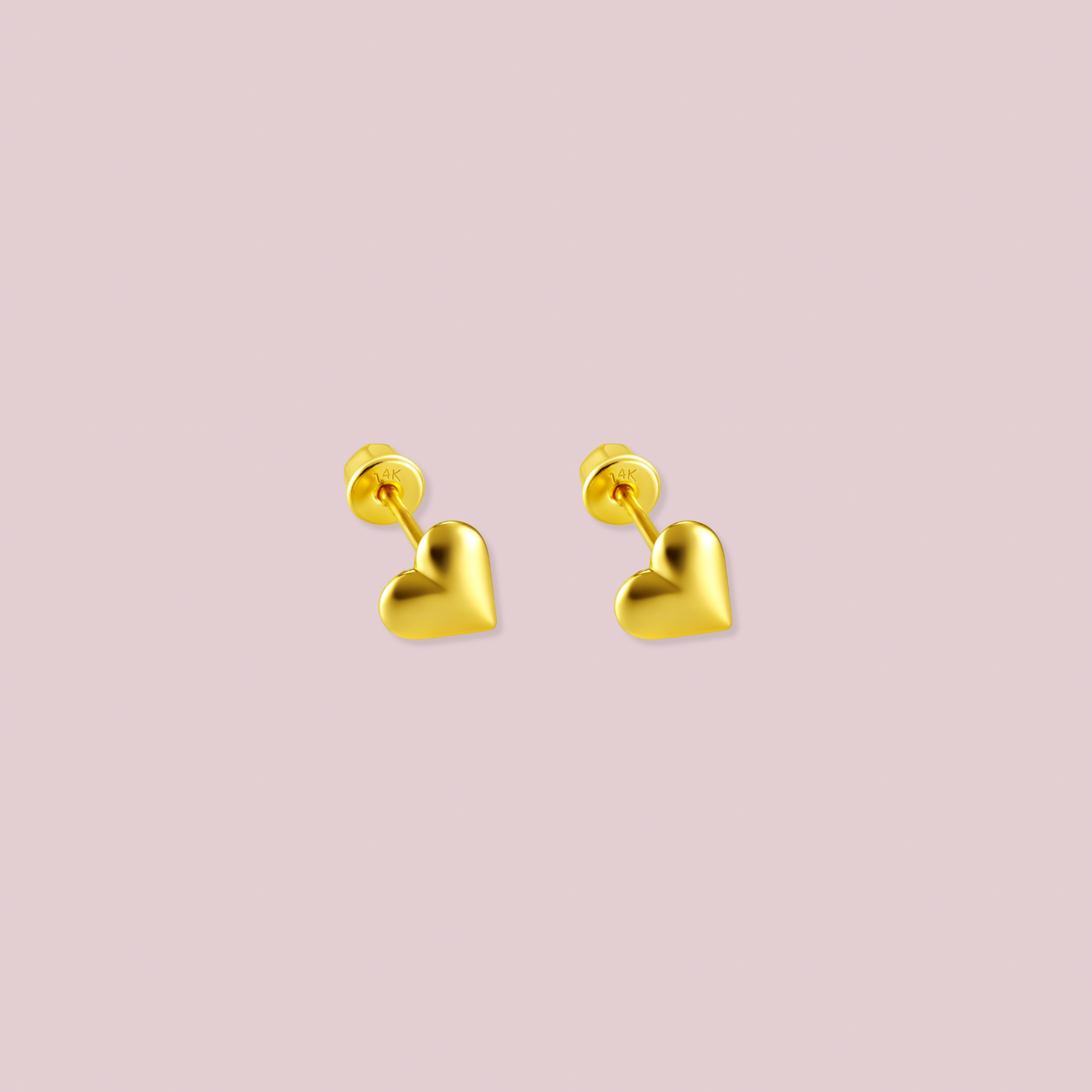 14K Solid Gold Heart Baby Earrings