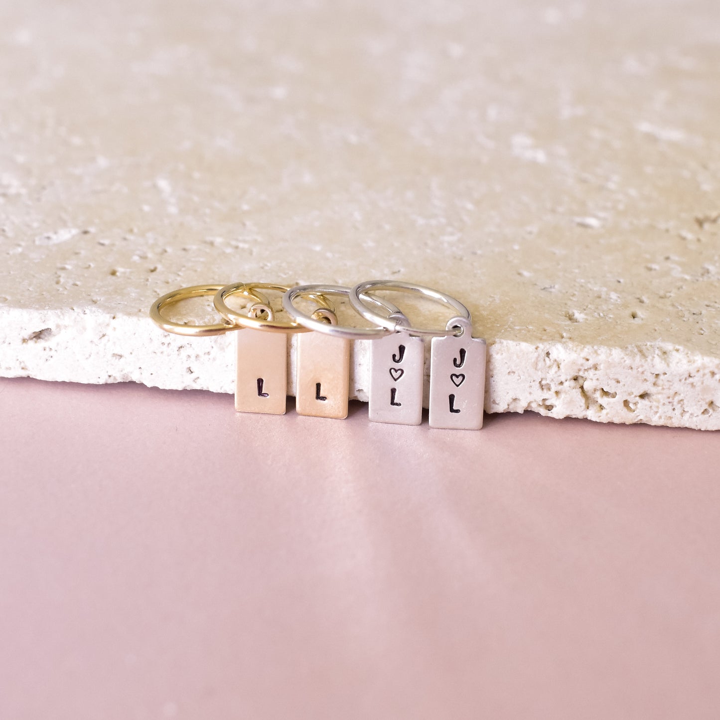 Personalized rectangle hoop earrings