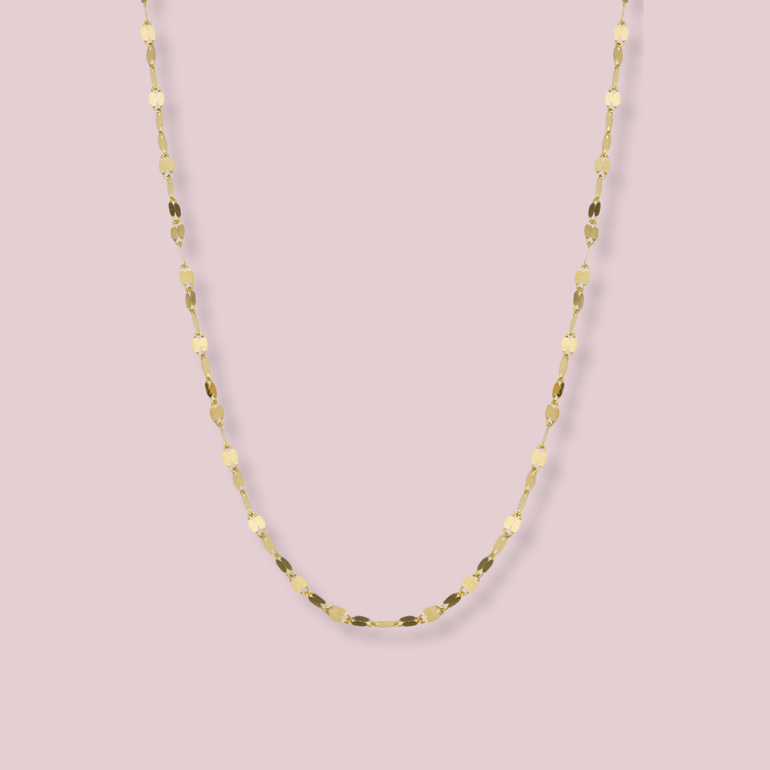 14K Solid Gold Mirror Chain