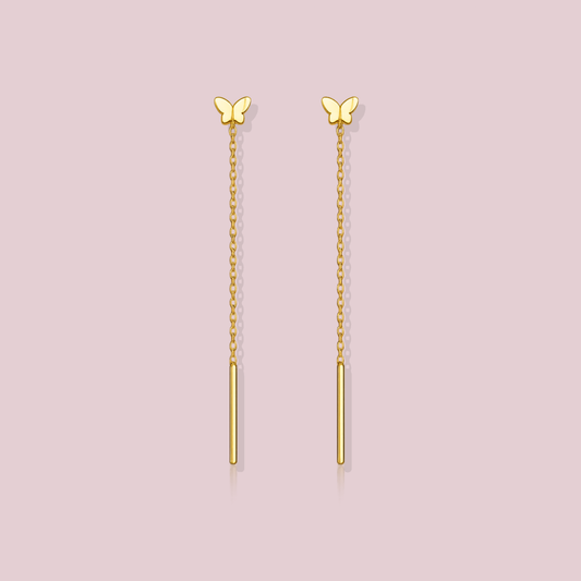 14K Solid Gold butterfly voladores earrings