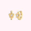 10K Solid Gold Flowers Hoop Earrings