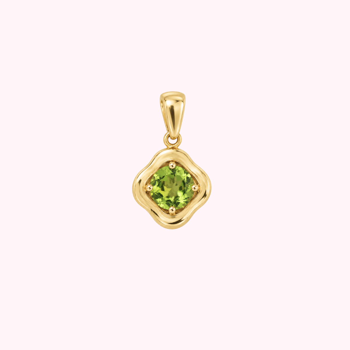 14K Solid Gold Natural Peridot Stone Set