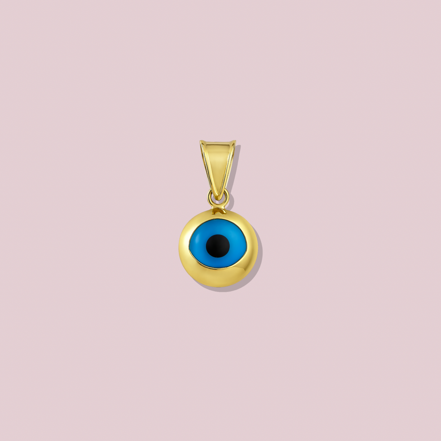 14K Solid Gold Evil eye Pendant
