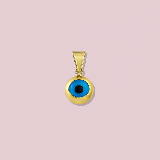 14K Solid Gold Evil eye Pendant