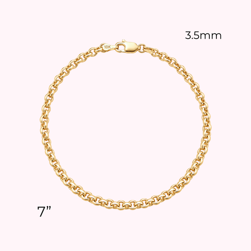 10K Semi Solid Rolo Bracelet 3.5mm