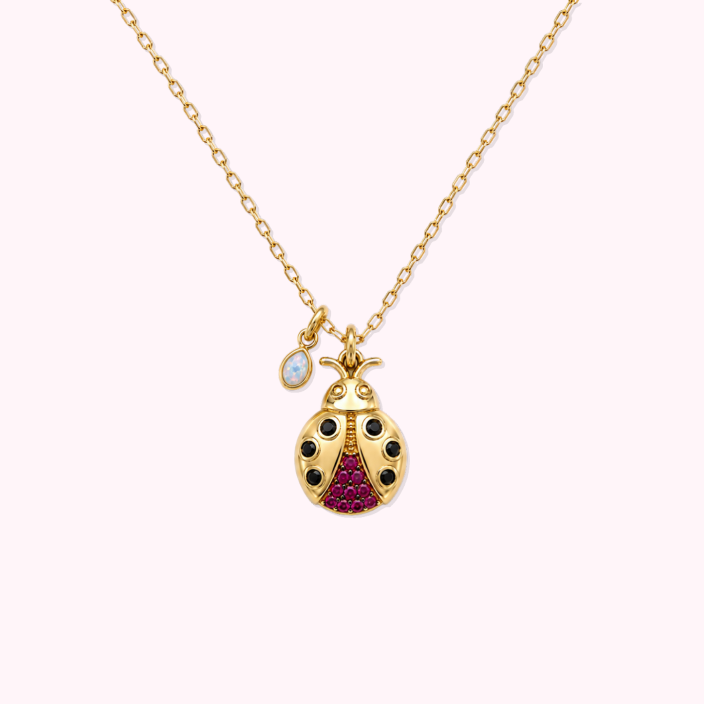 14K Solid Gold Ladybug Necklace