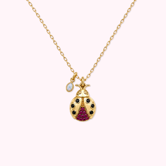 14K Solid Gold Ladybug Necklace