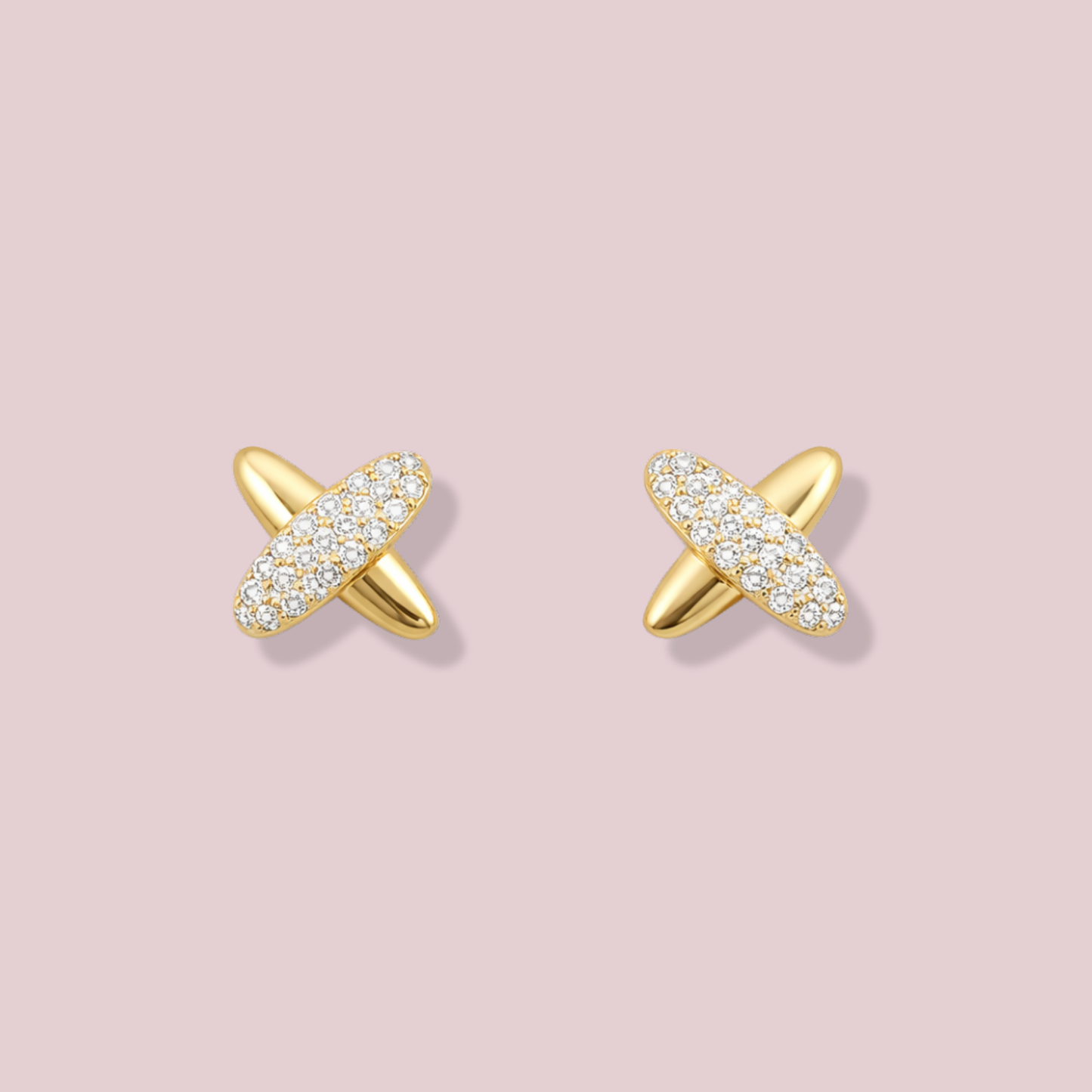 10K Solid Gold Zirconia X Earrings