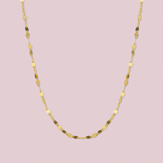 14K Solid Gold Mirror Chain
