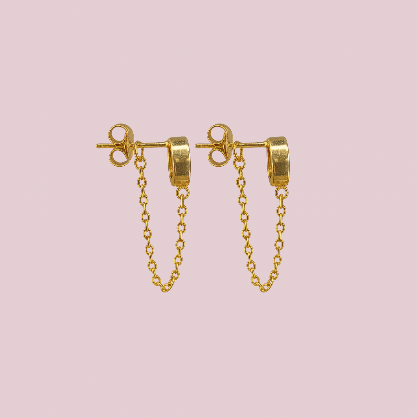 14K Solid Gold CZ Pear Earring with Chain.