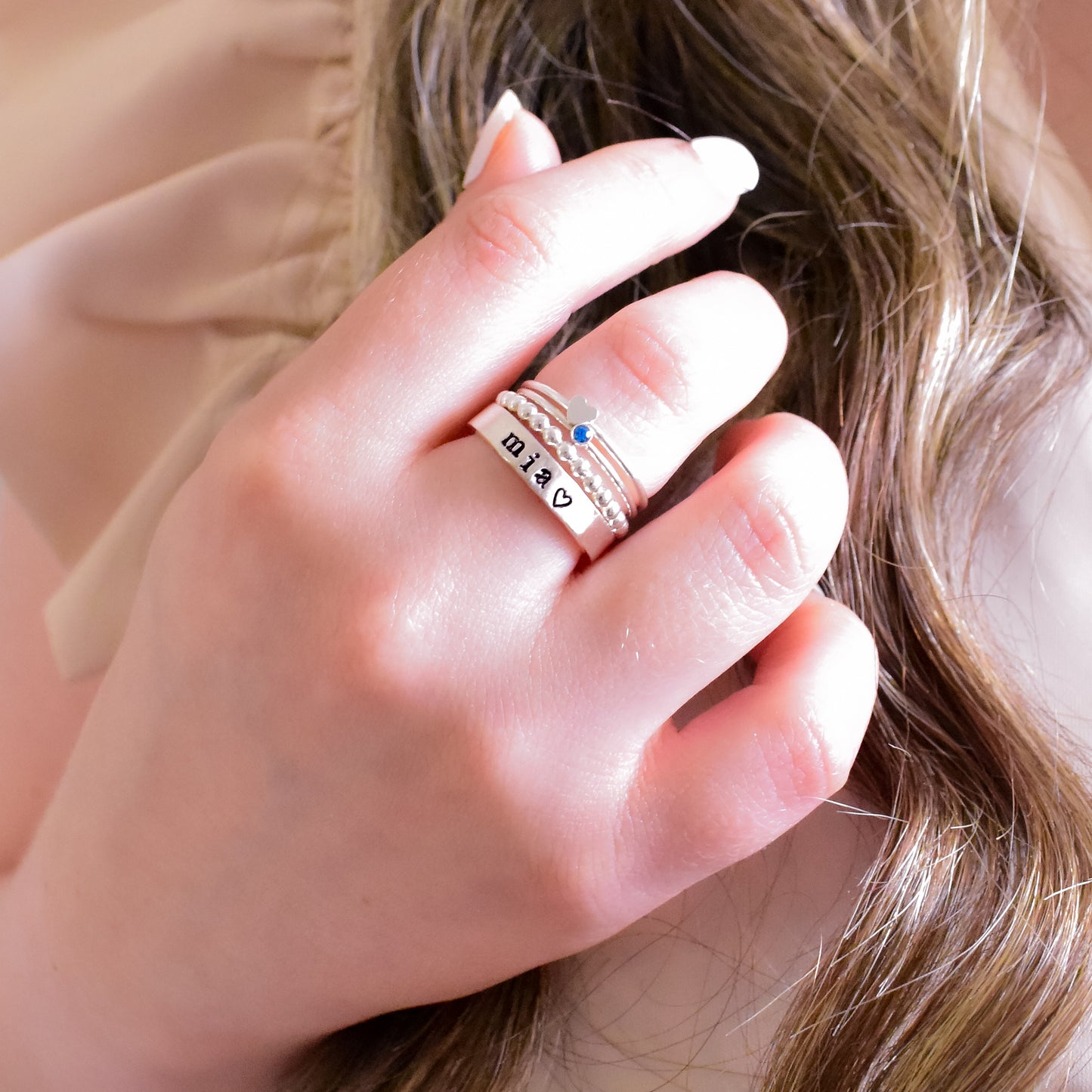 Personalized name ring set