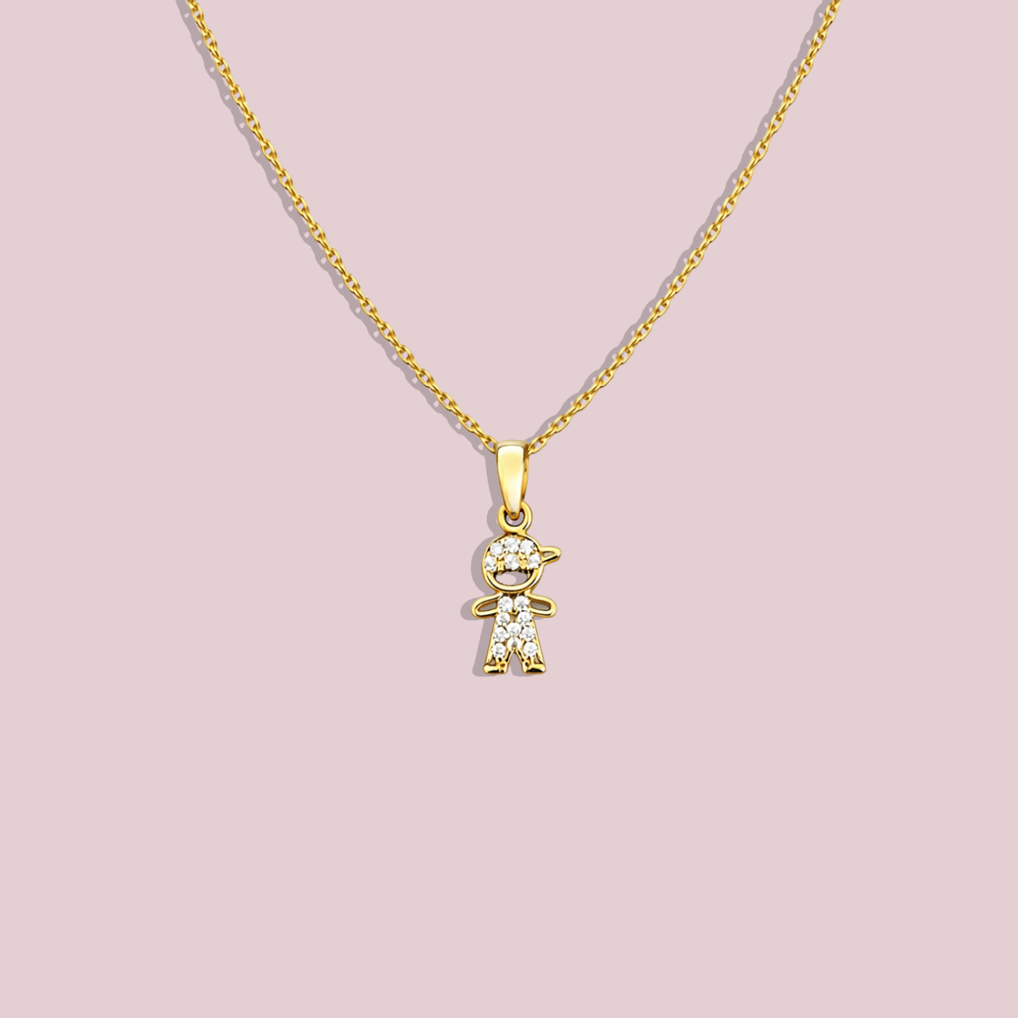 14K Solid Gold Boy Necklace