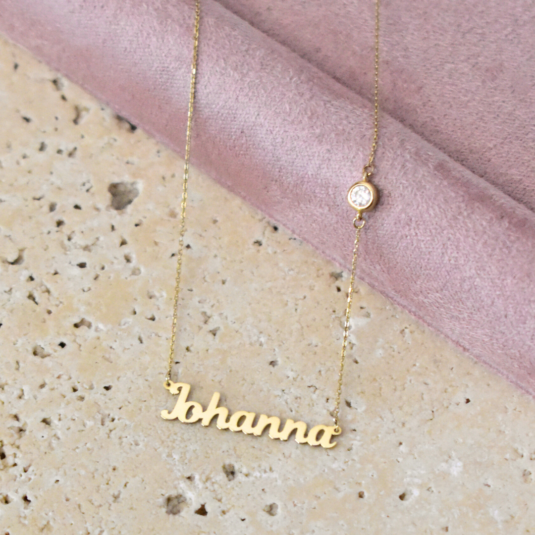 14K Solid Gold Personalized Name Necklace.