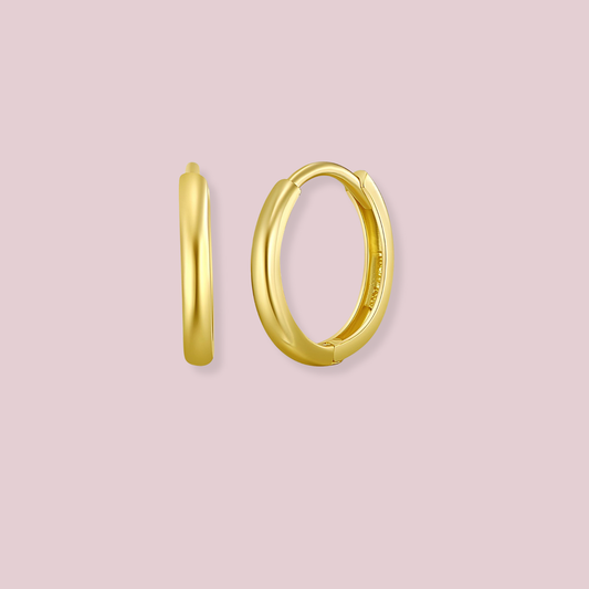 14K Solid Gold Tiny Tube Hoop Earrings 11mm