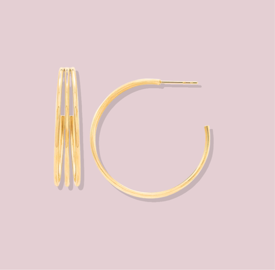 14K Solid Gold Triple hoop earrings